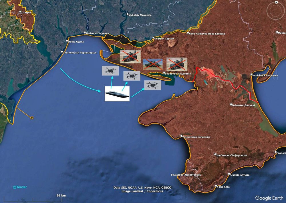 Các thiết bị Nga bị phá hủy bởi xuồng tự sát tích hợp UAV FPV. Nguồn: CSCIS Các thiết bị Nga bị phá hủy bởi xuồng tự sát tích hợp UAV FPV. Nguồn: CSCIS