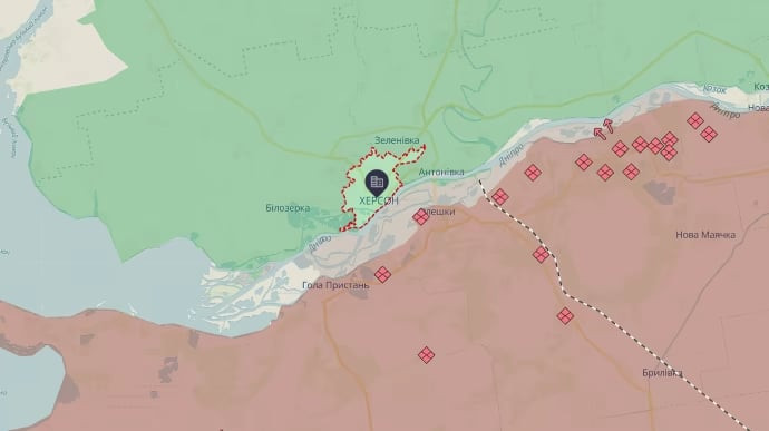 Bản đồ khu vực Kherson. Ảnh: DeepState