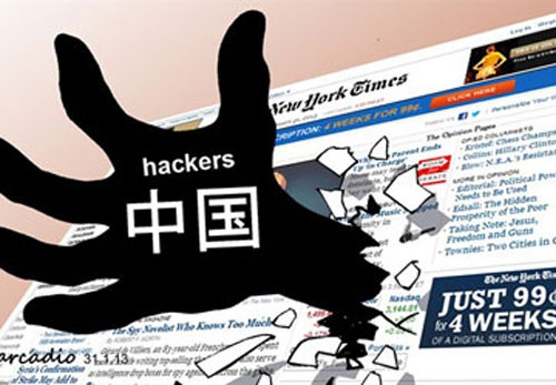 Báo New York Times (Mỹ) ngày 31/1 tố cáo tin tặc Trung Quốc xâm nhập vào hệ thống của báo liên tục 4 tháng. Biếm họa của báo La Prensa (Panama)