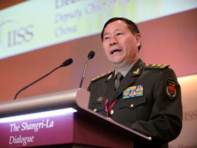 Trung Tướng Thích Kiến Quốc, Phó Tổng Tham Mưu Trưởng Quân Đội Nhân Dân Trung Quốc phát biểu tại Đối thoại Shangri-La tại Singapore vào ngày 02 tháng 6 năm 2013