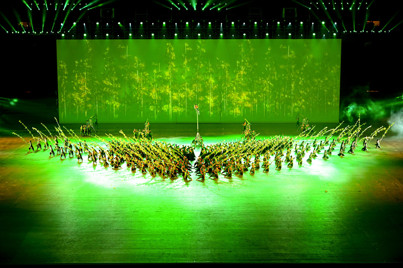 NSƯT Trần Ly Ly giải thích về ý tưởng sử dụng hình tượng cây tre nhằm thể hiện sức sống mãnh liệt, sự đoàn kết, bền vững, dẻo dai, bất khuất của người Việt Nam. NSƯT Trần Ly Ly giải thích về ý tưởng sử dụng hình tượng cây tre nhằm thể hiện sức sống mãnh liệt, sự đoàn kết, bền vững, dẻo dai, bất khuất của người Việt Nam.