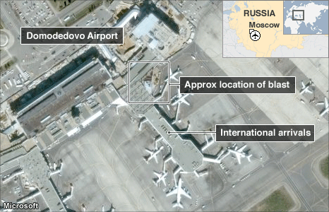 Sân bay Domodedovo nhìn từ vệ tinh. Nguồn: BBC