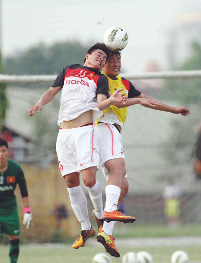 Các cầu thủ U23 VN tích cực tập luyện chuẩn bị cho trận giao hữu với Kashima Antler. ảnh: VSI