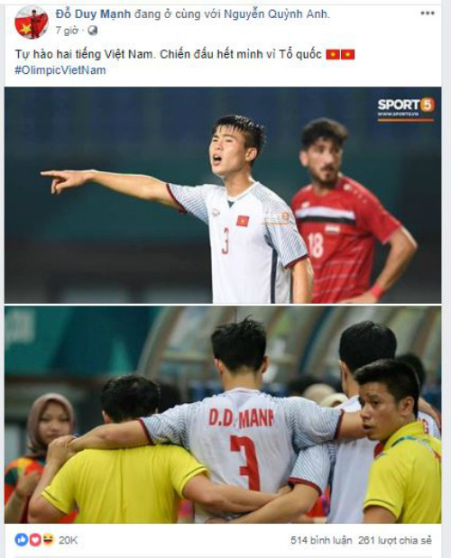 Trang cá nhân cầu thủ Olympic ngập lời chúc mừng chiến thắng ảnh 6