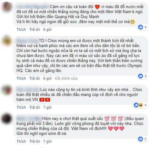 Trang cá nhân cầu thủ Olympic ngập lời chúc mừng chiến thắng ảnh 2