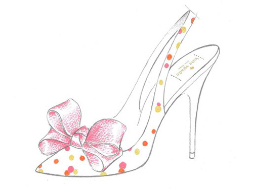 Mẫu giày cao gót thắt nơ, bằng lụa chấm bi của nhãn hiệu Kate Spade
