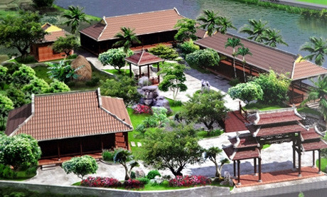 Phối cảnh khu vườn nhà cổ. Phối cảnh khu vườn nhà cổ