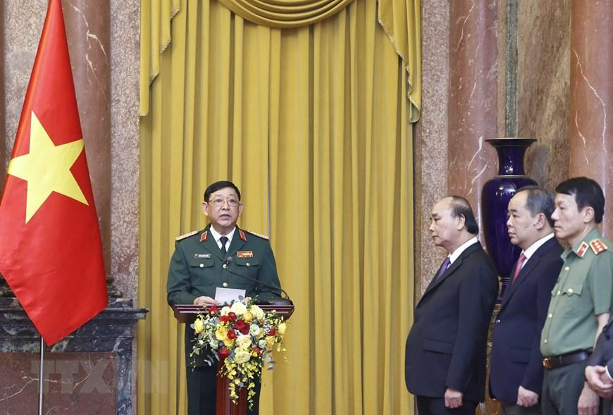 Thượng tướng Huỳnh Chiến Thắng, Ủy viên Trung ương Đảng, Phó Tổng Tham mưu trưởng Quân đội nhân dân Việt Nam phát biểu. (Ảnh: Thống Nhất/TTXVN)