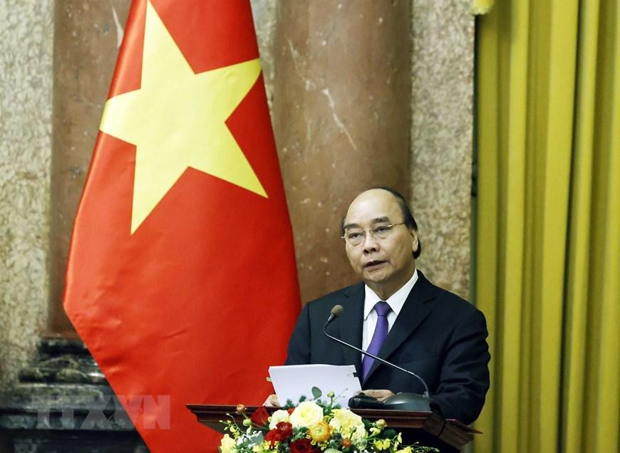 Chủ tịch nước Nguyễn Xuân Phúc phát biểu giao nhiệm vụ. (Ảnh: Thống Nhất/TTXVN)