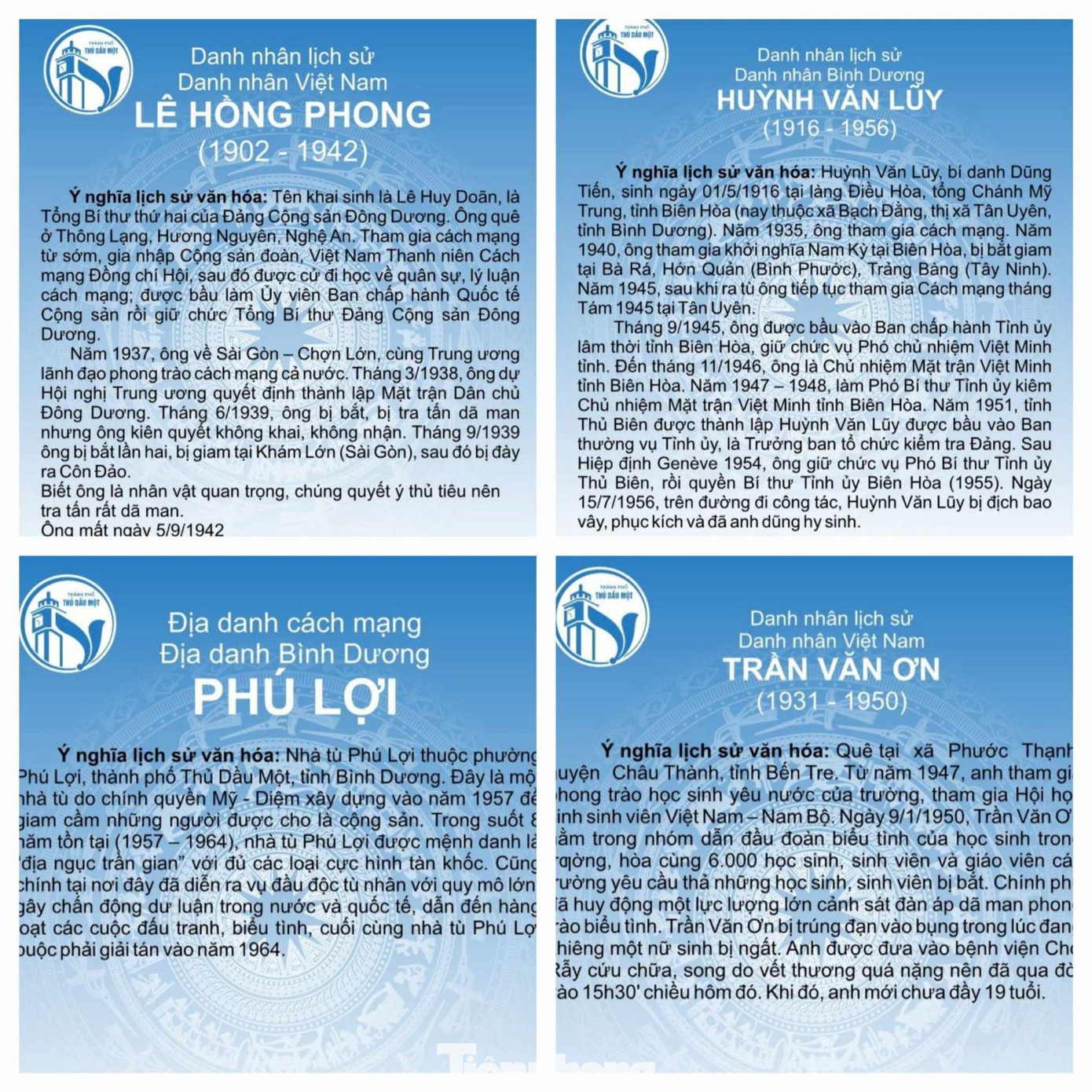 Thông tin tìm thấy sau khi dùng điện thoại quét mã QR code trên bảng tên đường. Trong ảnh: Truy xuất 4 tên đường ở TP.Thủ Dầu Một Thông tin tìm thấy sau khi dùng điện thoại quét mã QR code trên bảng tên đường. Trong ảnh: Truy xuất 4 tên đường ở TP.Thủ Dầu Một