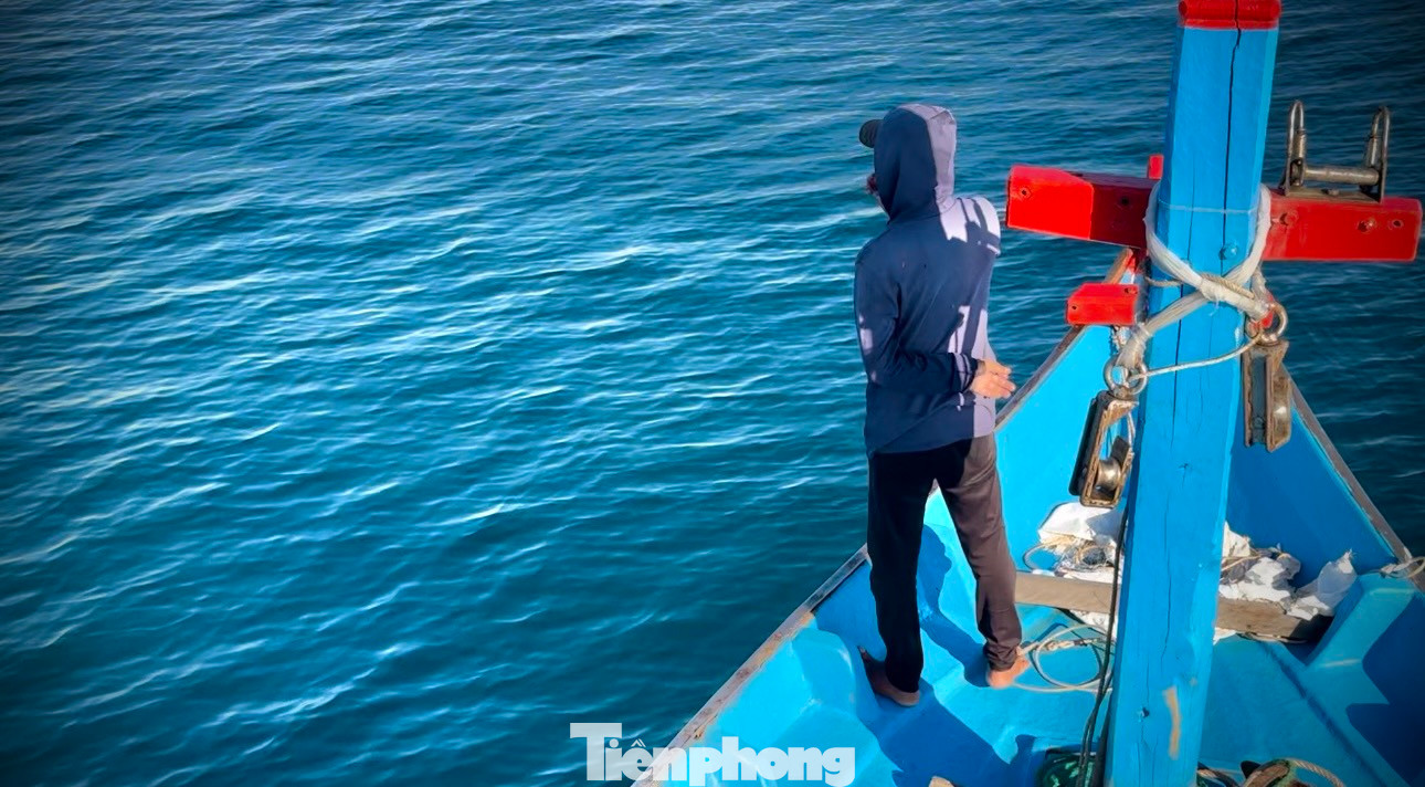 Sau khi rời bến, ngư dân điều khiển tàu cá chạy quanh các khu vực biển cách bờ chừng 5 hải lý (9 km) để săn, tìm luồng cá.