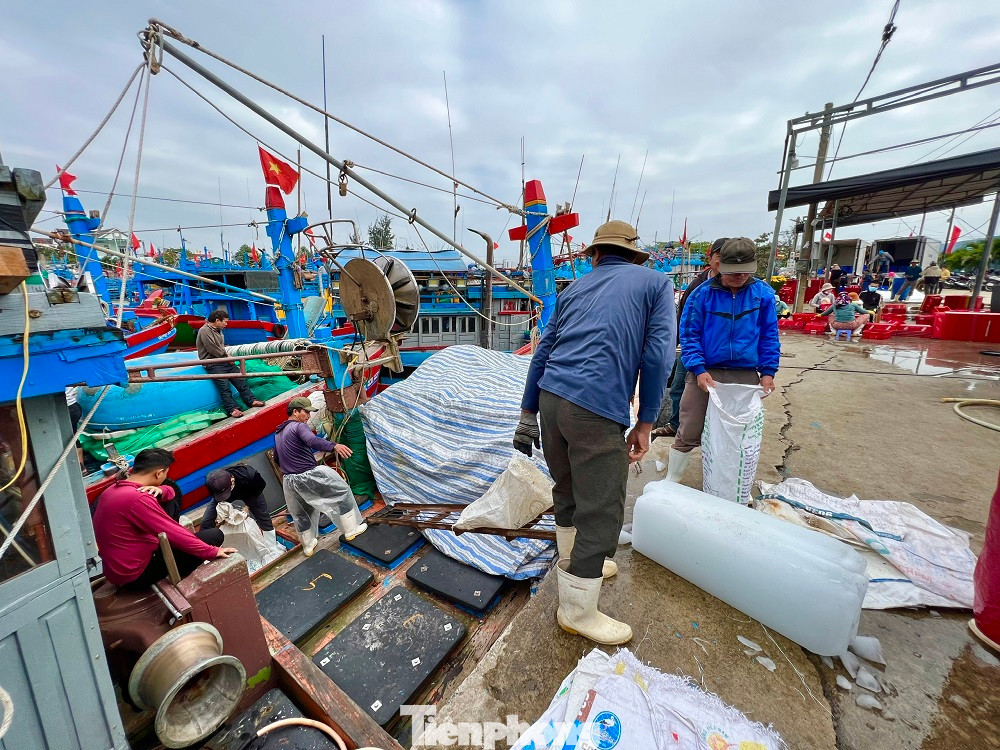 Các tàu lấy đá, nhiên liệu và lương thực để ra khơi.