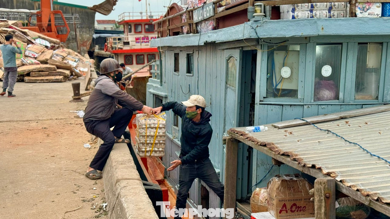 Các tàu vận tải hàng hóa trên tuyến Sa Kỳ - Lý Sơn hoạt động liên tục với hơn 200 tấn hàng mỗi ngày để “chở Tết” ra đảo Lý Sơn phục vụ và đáp ứng đủ nhu cầu của hơn 22.000 dân trên đảo.