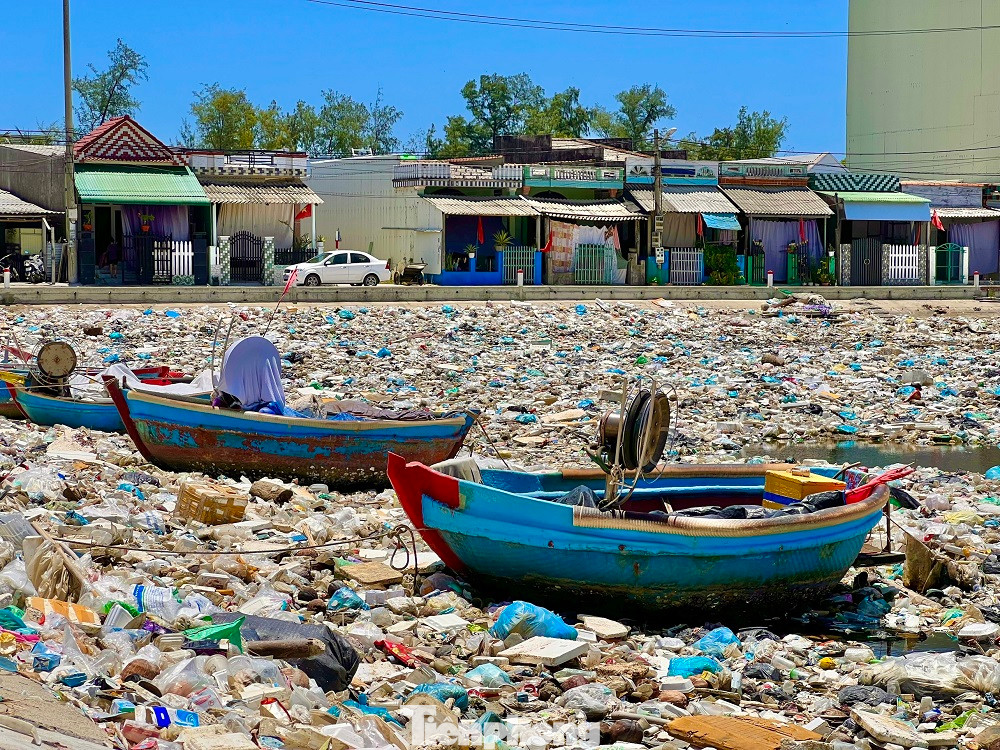 Dọc theo con đường nối các khu dân cư ven đầm nước mặn Sa Huỳnh toàn là rác thải. (Ảnh: Nguyễn Ngọc) Dọc theo con đường nối các khu dân cư ven đầm nước mặn Sa Huỳnh toàn là rác thải. (Ảnh: Nguyễn Ngọc)