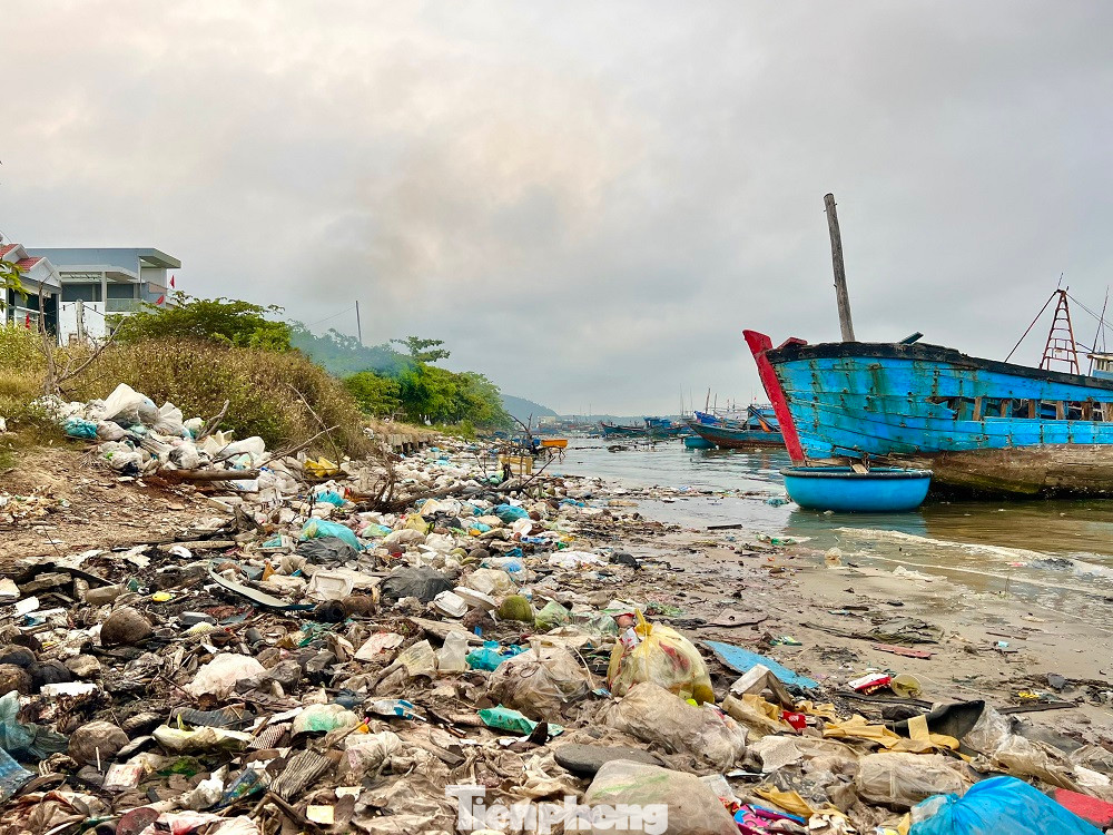 Ông Nguyễn Văn Lượng - Chủ tịch UBND phường Phổ Thạnh cho biết, chính quyền phường đã nhiều lần kiến nghị về tình trạng trên lên UBND thị xã Đức Phổ nhưng chưa được giải quyết dứt điểm. Có nhiều nguyên nhân khiến tình trạng ô nhiễm ở khu vực cảng cá, trong đó có việc cửa biển bị bồi lấp, tàu thuyền ra vào khó khăn và nhà máy xử lý rác thải ngừng hoạt động. (Ảnh: Nguyễn Ngọc)