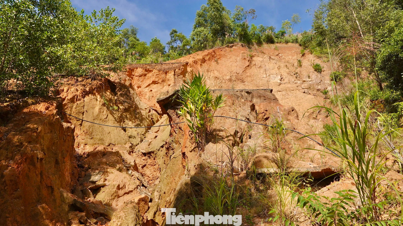 Nhiều điểm sạt lở lớn, nhỏ chi chít dọc theo sườn núi. Nhiều vị trí sạt lở lâu năm đã ổn định địa chất, cây cối mọc um tùm.