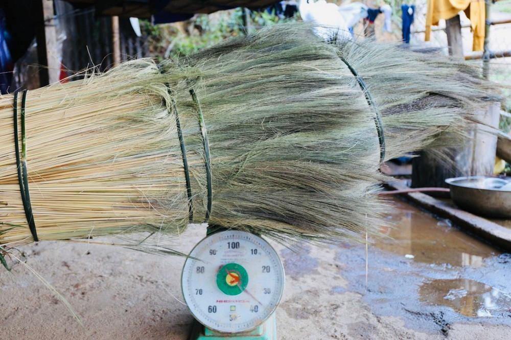 Đót được hái bao nhiêu, thương lái đến tận nhà mua bấy nhiêu. Trung bình mỗi ngày thương lái mua khoảng 1 tấn đót tươi, sau đó phơi khô và vận chuyển đến các cơ sở sản xuất để làm chổi…