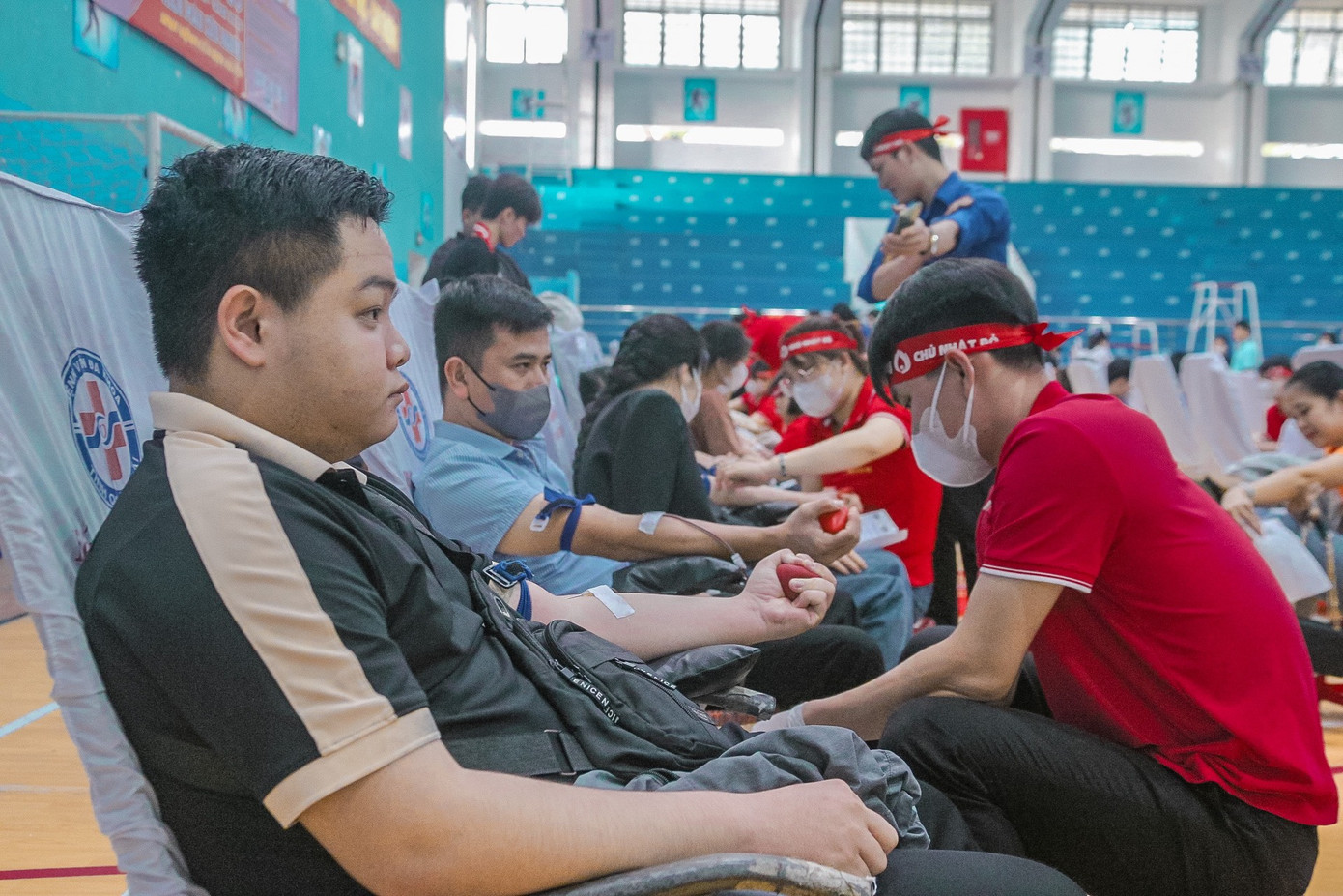 Hàng trăm bạn trẻ tham gia hiến máu tại ngày hội Chủ nhật Đỏ.