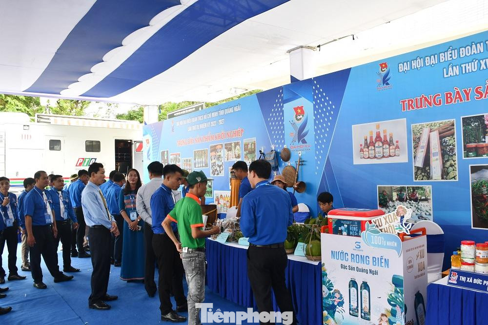 Gian hàng trưng bày sản phẩm thanh niên khởi nghiệp của 12 đơn vị (12 huyện, thị, thành đoàn, đoàn trực thuộc và Câu lạc bộ Thanh niên khởi nghiệp của tỉnh Quảng Ngãi) với 25 sản phẩm, tiêu biểu như: Các sản phẩm từ tỏi (tỏi, tỏi đen, cao tỏi đen, rượu tỏi, bột tỏi); Măng tây hữu cơ; Quế Trà Bồng; Các sản phẩm nấm đông trùng hạ thảo; rượu nếp,…