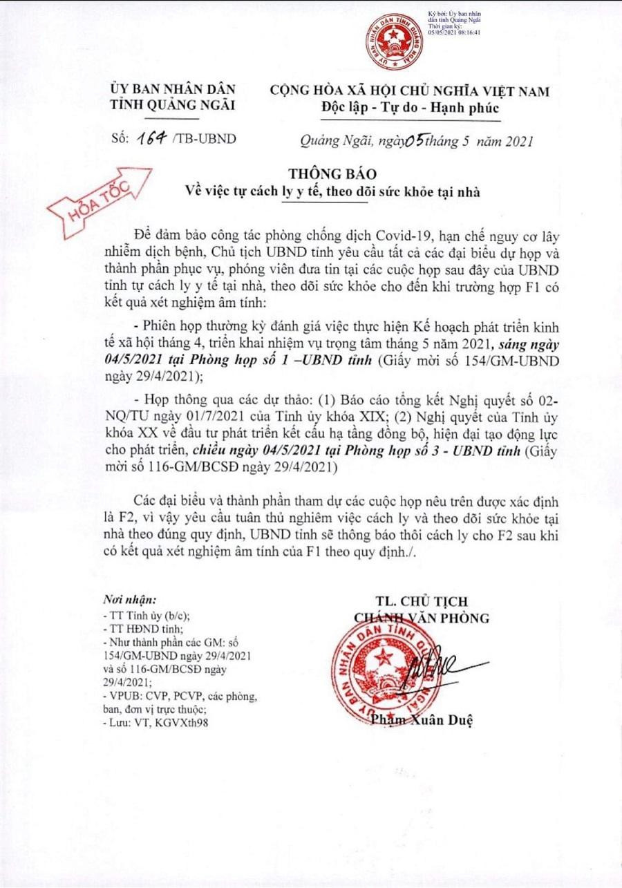 Văn bản hỏa tốc của UBND tỉnh Quảng Ngãi. Văn bản hỏa tốc của UBND tỉnh Quảng Ngãi.