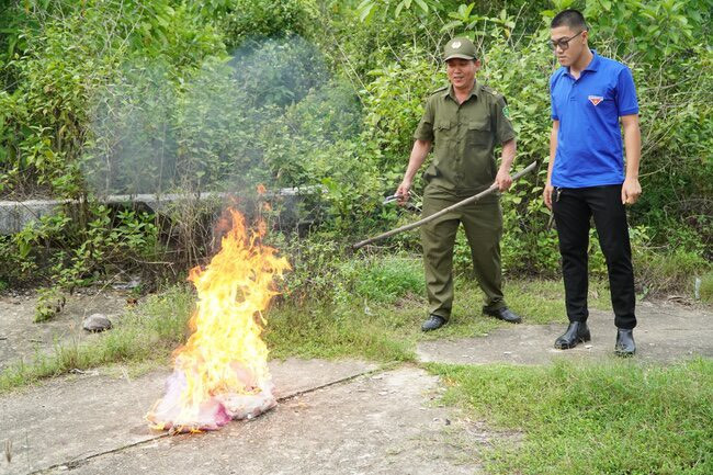 Công an phường Nghĩa Chánh cử lực lượng dọn dẹp kim tiêm của con nghiện ở núi Thiên Bút. Công an phường Nghĩa Chánh cử lực lượng dọn dẹp kim tiêm của con nghiện ở núi Thiên Bút.