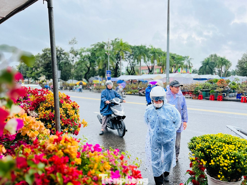 Chợ hoa lớn nhất Quảng Ngãi có rất nhiều loại hoa như hoa cúc, hoa mai, hoa đào, hoa hồng, hoa giấy… được vận chuyển về từ khắp nơi. Nhưng do gặp tiết trời mưa lạnh nên hoa cũng không còn đẹp.