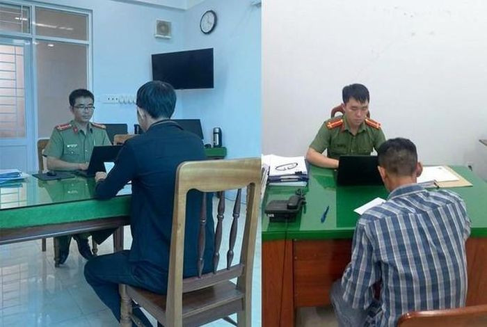 Công an Quảng Ngãi làm việc với 2 người đăng thông tin bịa đặt về đinh “mọc” ra từ cánh tay người phụ nữ. Ảnh: CACC