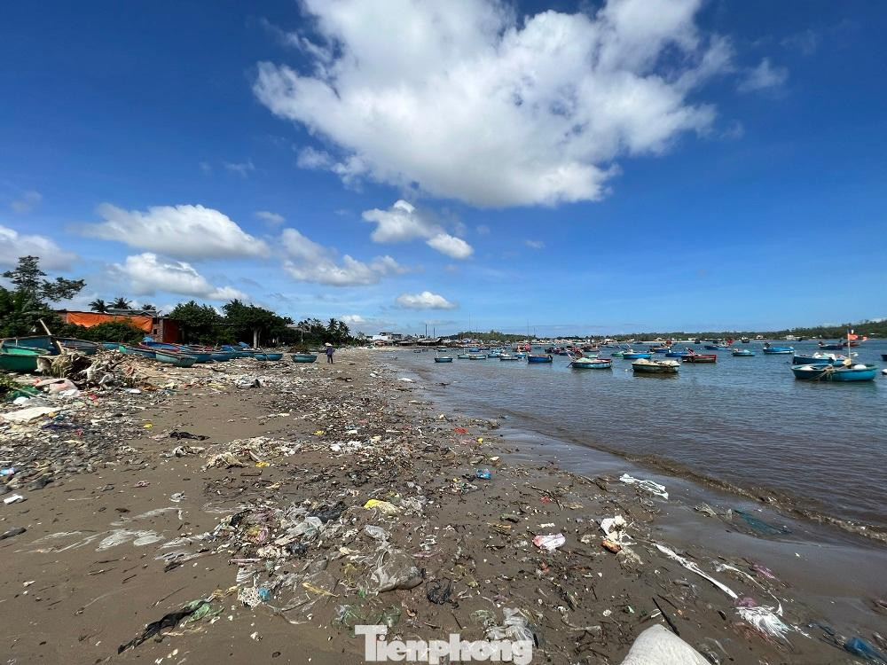 Theo ghi nhận của PV, đoạn bờ biển dài chừng 300m ở thôn An Vĩnh, rác thải bủa vây khắp nơi, từ trên đường đi cho đến bờ biển. Hàng tấn rác thải đủ loại như: chai nhựa, túi nilon, xốp, vải vụn, xác chết động vật… bốc mùi hôi thối nồng nặc, biến bờ biển thành bãi chứa rác. Nhiều nhà dân ven bờ biển buộc phải đóng kín cửa.
