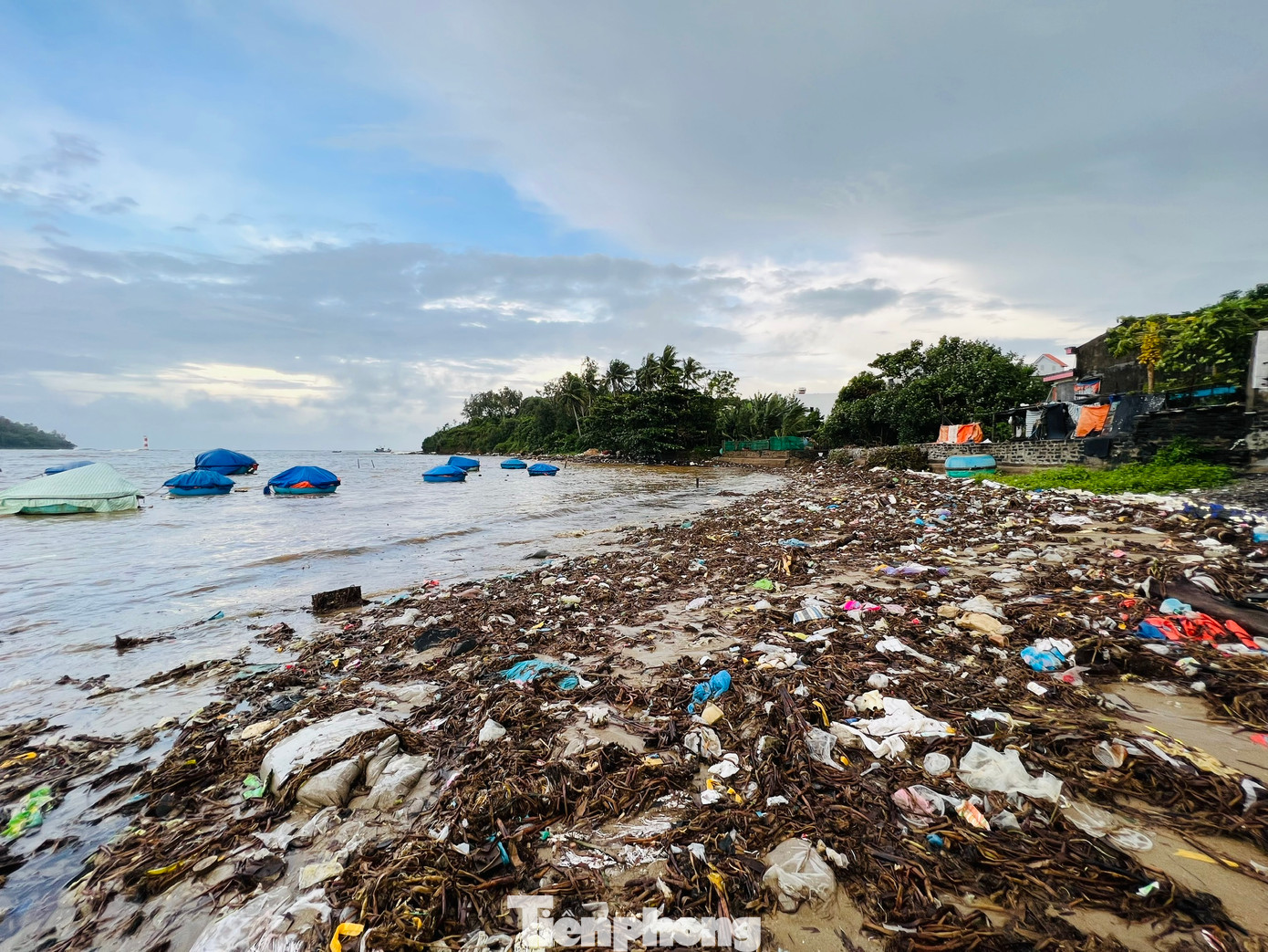 Hơn 300m khu vực bờ biển thôn An Vĩnh ngập rác sau mỗi lần mưa lũ. Hơn 300m khu vực bờ biển thôn An Vĩnh ngập rác sau mỗi lần mưa lũ.