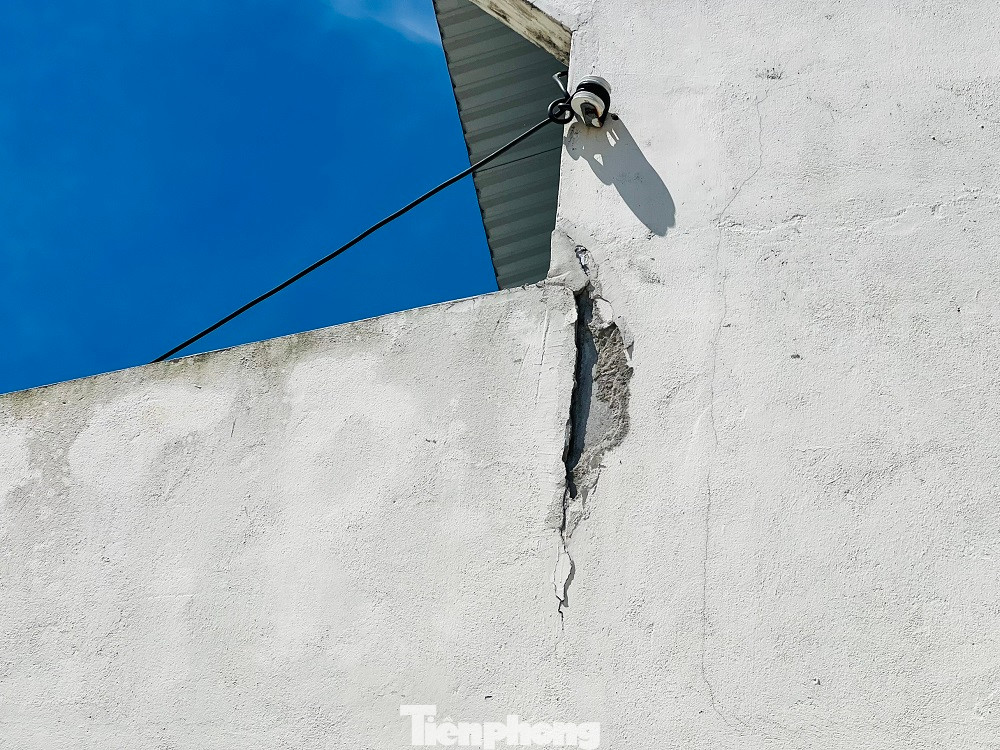 Xung quanh chợ, cỏ dại đã bắt đầu mọc và một số vị trí trên tường bị thấm mốc, xuống cấp.