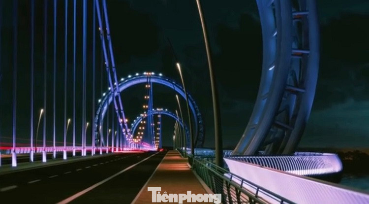 Hình ảnh cầu Trà Khúc 1 mới về đêm theo phương án thiết kế "Dấu ấn sông Trà". Hình ảnh cầu Trà Khúc 1 mới về đêm theo phương án thiết kế "Dấu ấn sông Trà".