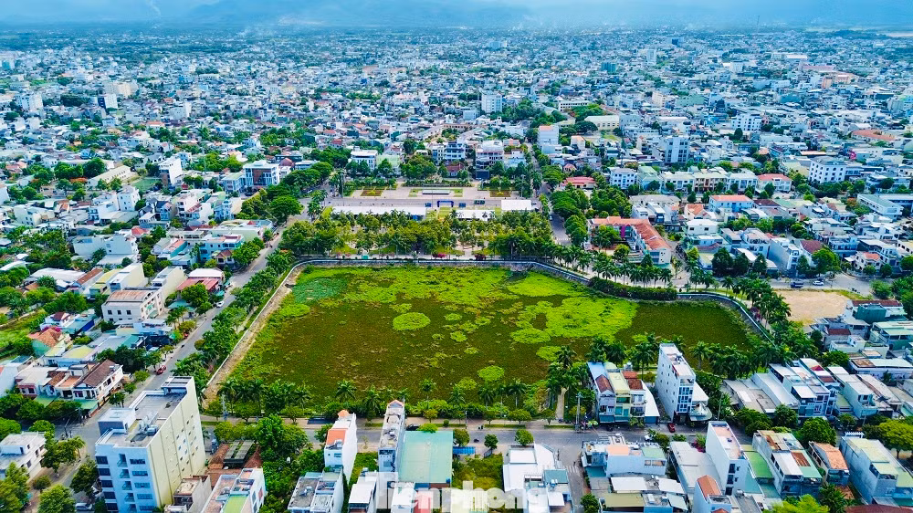 Hồ điều hòa Nghĩa Chánh khi chưa được nạo vét, cỏ cây mọc um tùm, gây ô nhiễm môi trường nghiêm trọng.
