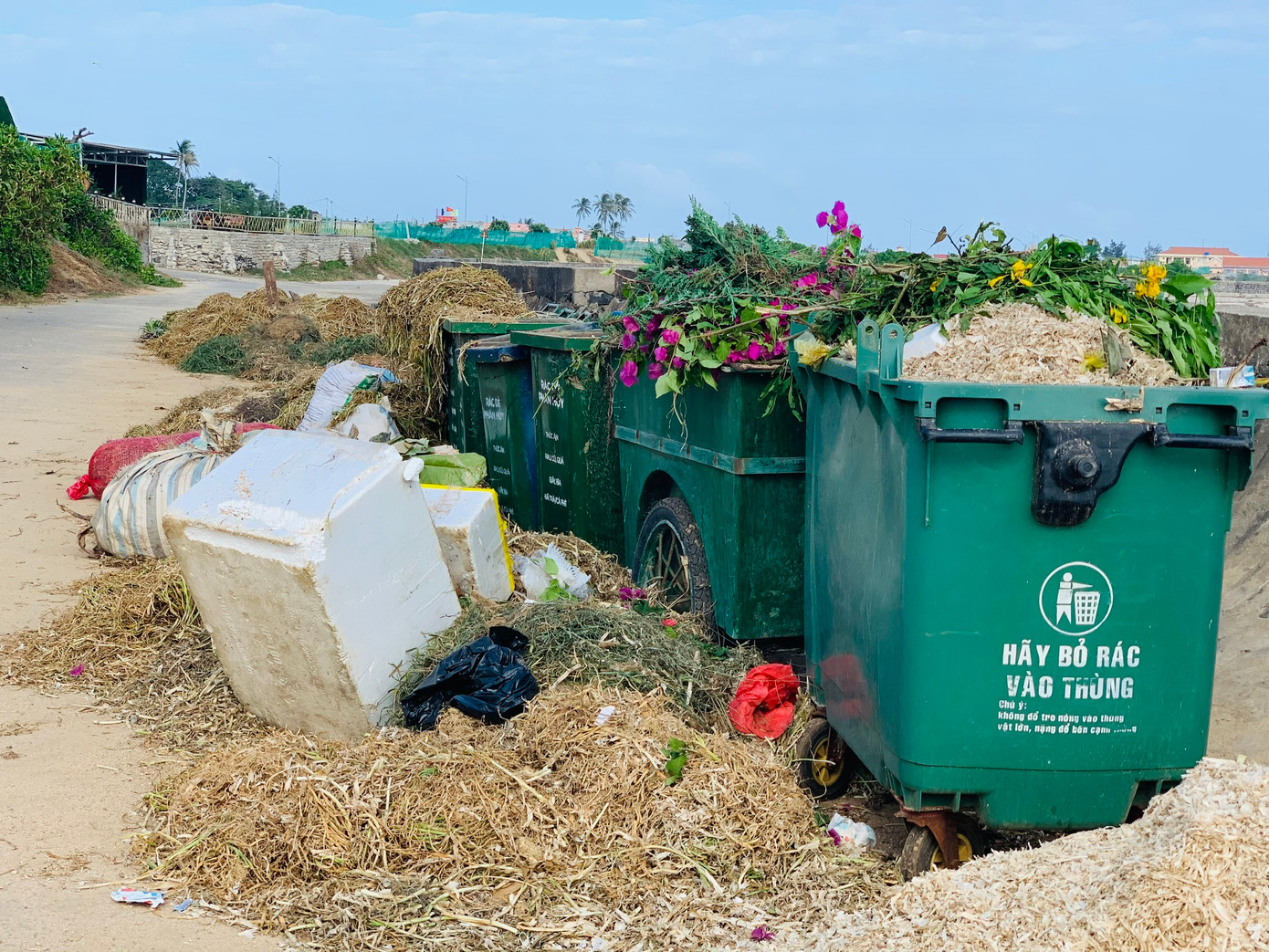 Rác thải nông nghiệp ở Lý Sơn được tập trung về một điểm thu gom.