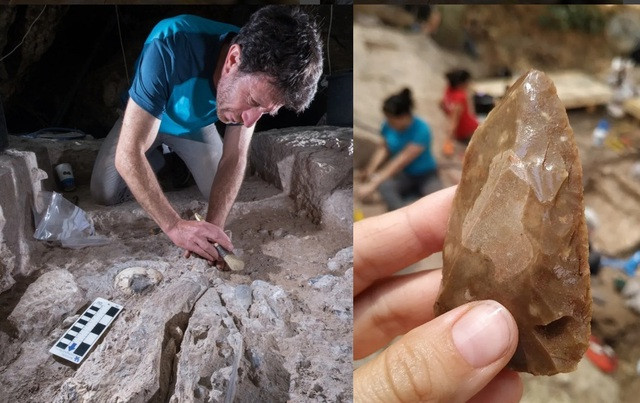 Các nhà khoa học đang khai quật các ngôi mộ chôn cất loài người bí ẩn tại hang Tinshemet ở miền Trung Israel - Ảnh: ĐẠI HỌC HEBREW Ở JERUSALEM Các nhà khoa học đang khai quật các ngôi mộ chôn cất loài người bí ẩn tại hang Tinshemet ở miền Trung Israel - Ảnh: ĐẠI HỌC HEBREW Ở JERUSALEM