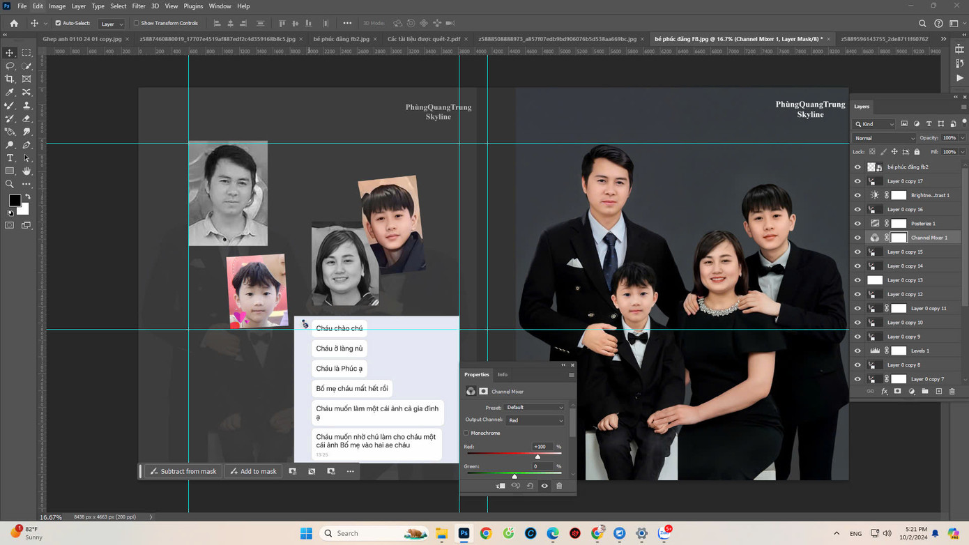 Bức ảnh về gia đình em Phúc sau khi được anh Trung phục dựng. Ảnh: NVCC