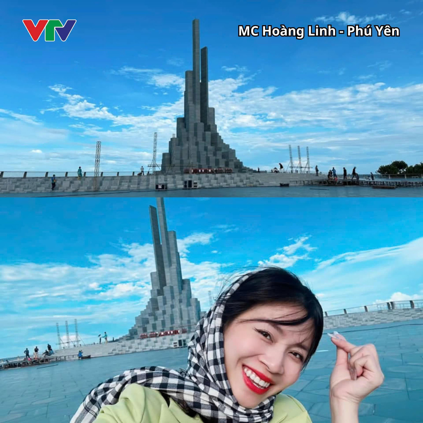 MC Hoàng Linh check in tại điểm cầu Phú Yên. MC Hoàng Linh check in tại điểm cầu Phú Yên.