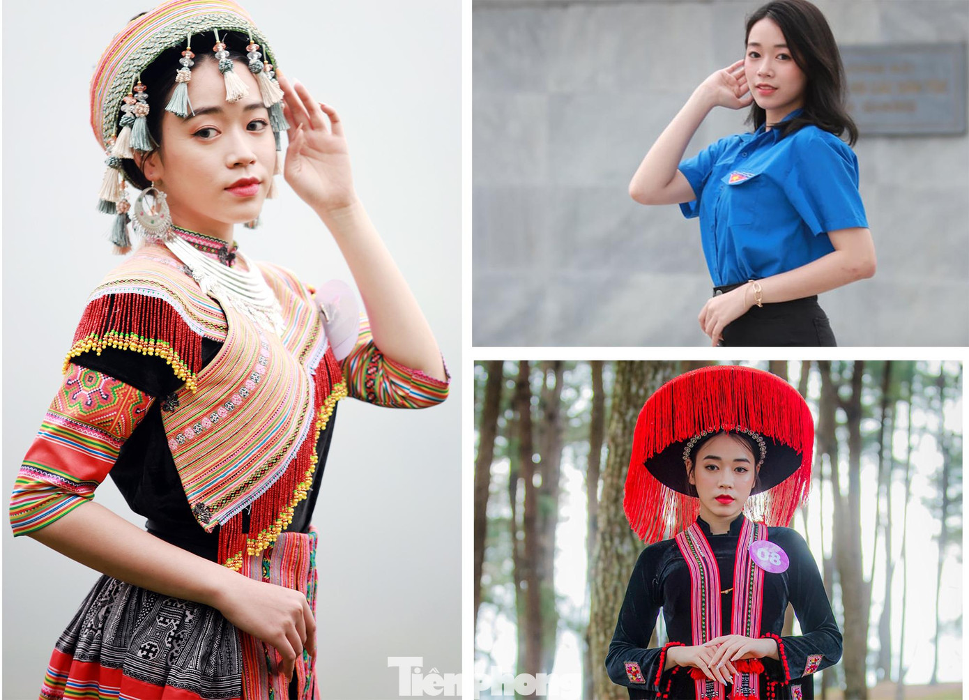 Hoa khôi "Người đẹp miền cao nguyên đá" trong trang phục dân tộc và áo Đoàn Thanh niên.