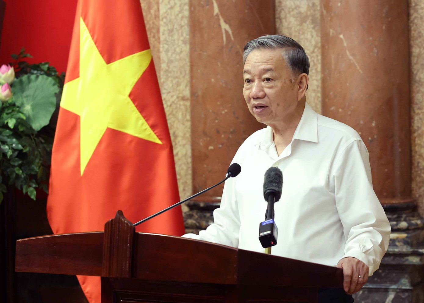 Chủ tịch nước Tô Lâm phát biểu tại buổi gặp mặt. Ảnh: TTXVN