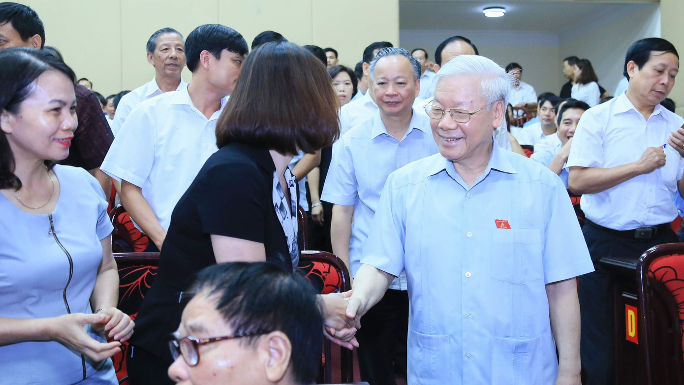 Tổng Bí thư Nguyễn Phú Trọng khi tiếp xúc cử tri thành phố Hà Nội.