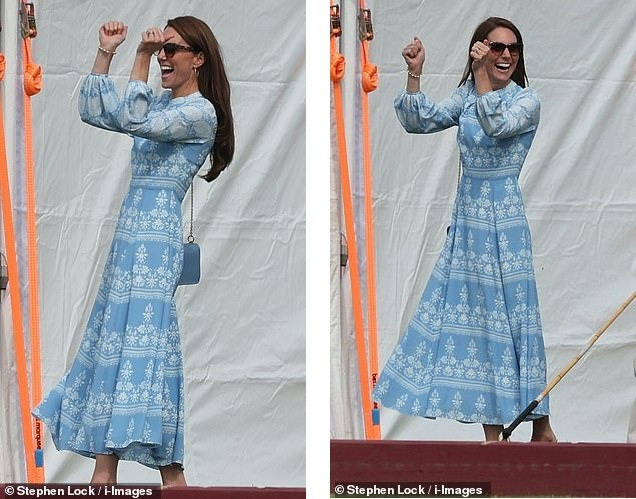 Kate hào hứng trước màn thể hiện xuất sắc của chồng. Cô cũng đến xem William thi đấu trong giải đấu năm 2022. Ảnh: i-Images.