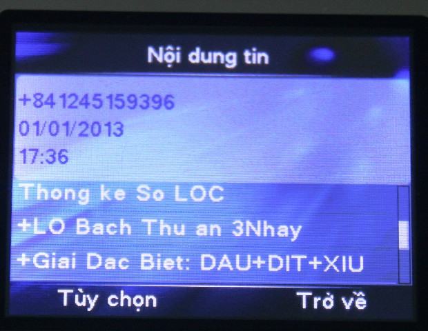 Tin nhắn quảng cáo lô đề, cũng vào ngày 1-1-2013