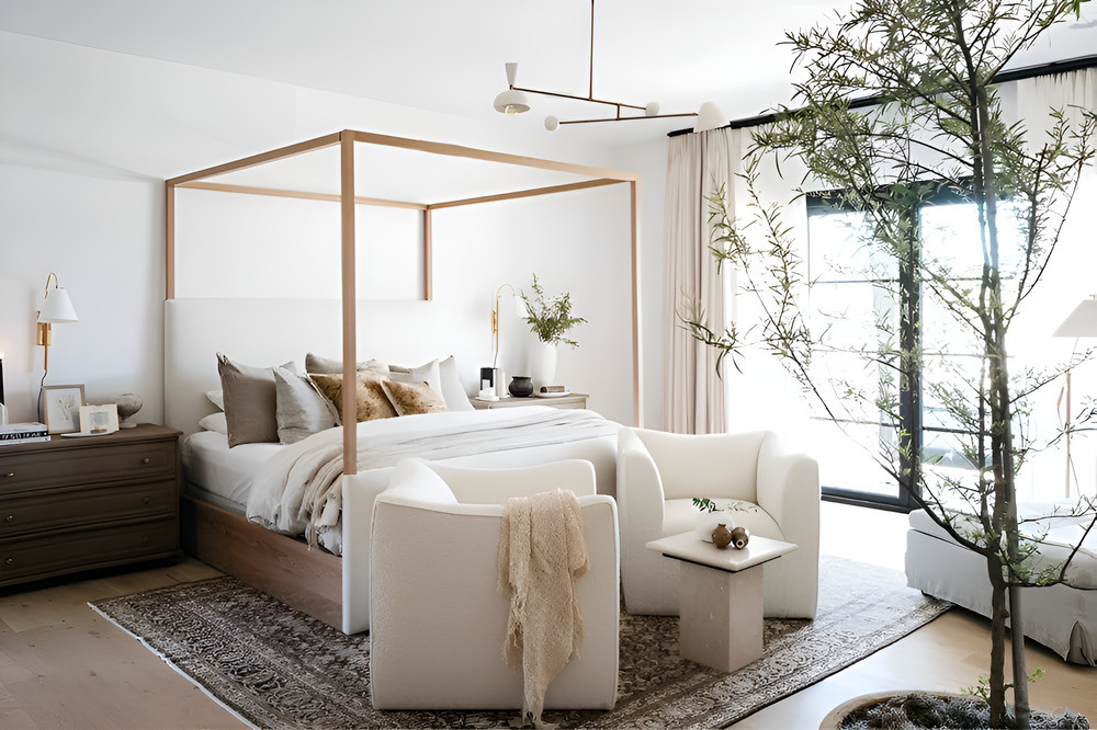 Phòng ngủ tông trắng là lựa chọn phổ biến với sự tinh tế.