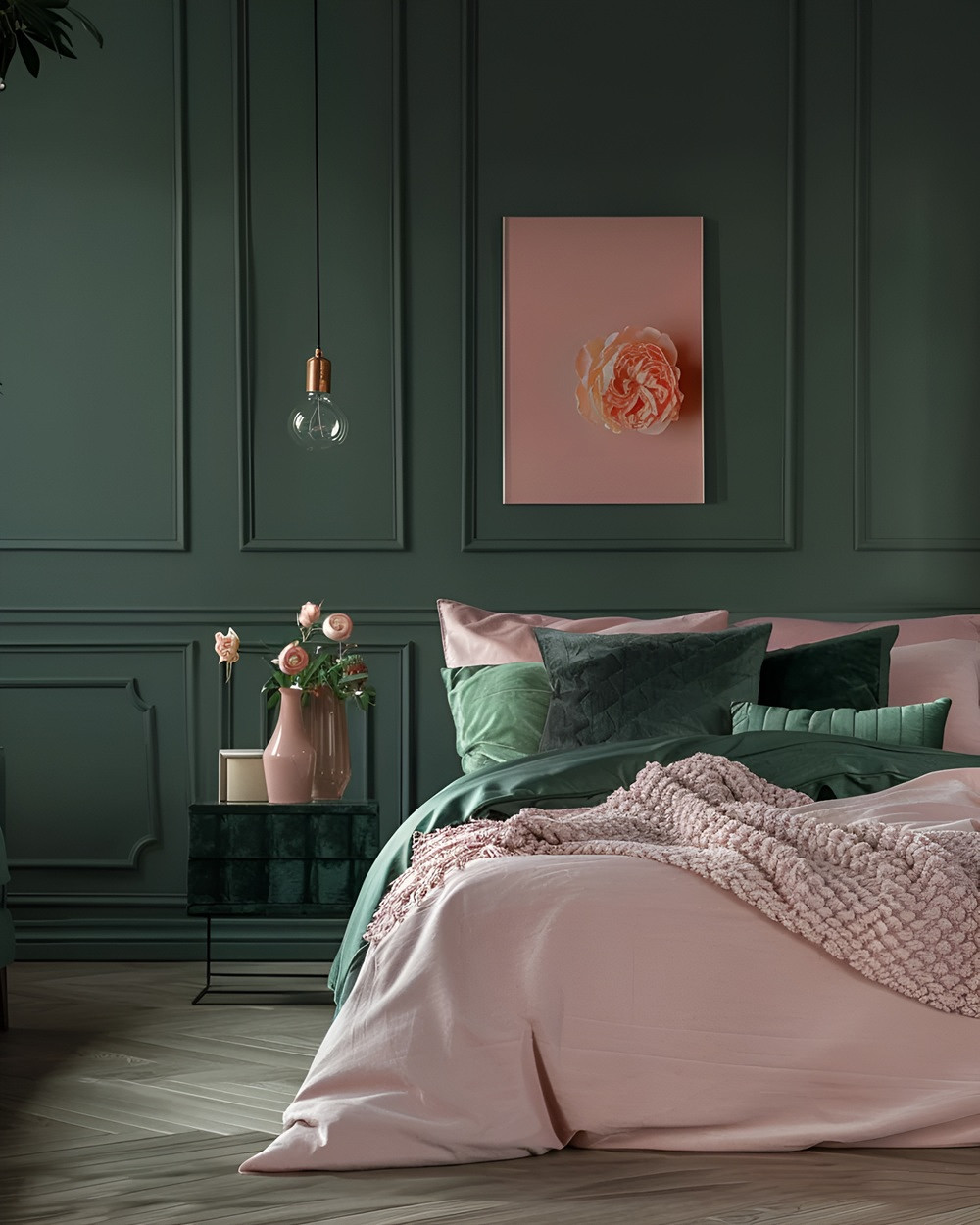 Phòng ngủ tông hồng ngọt ngào, nữ tính đầy cuốn hút.