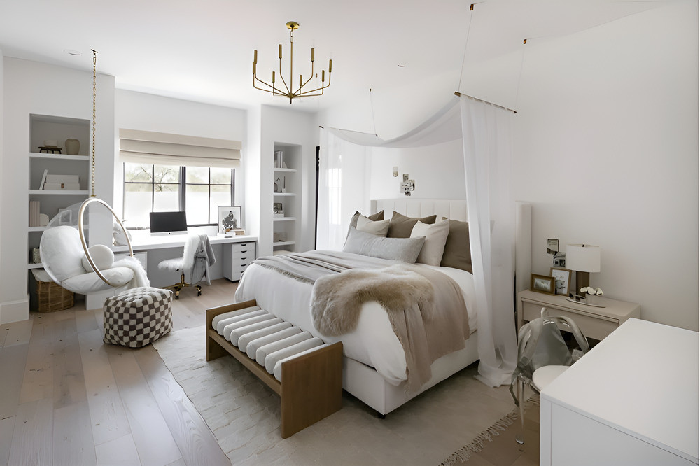 Phòng ngủ tông trắng là lựa chọn phổ biến với sự tinh tế.