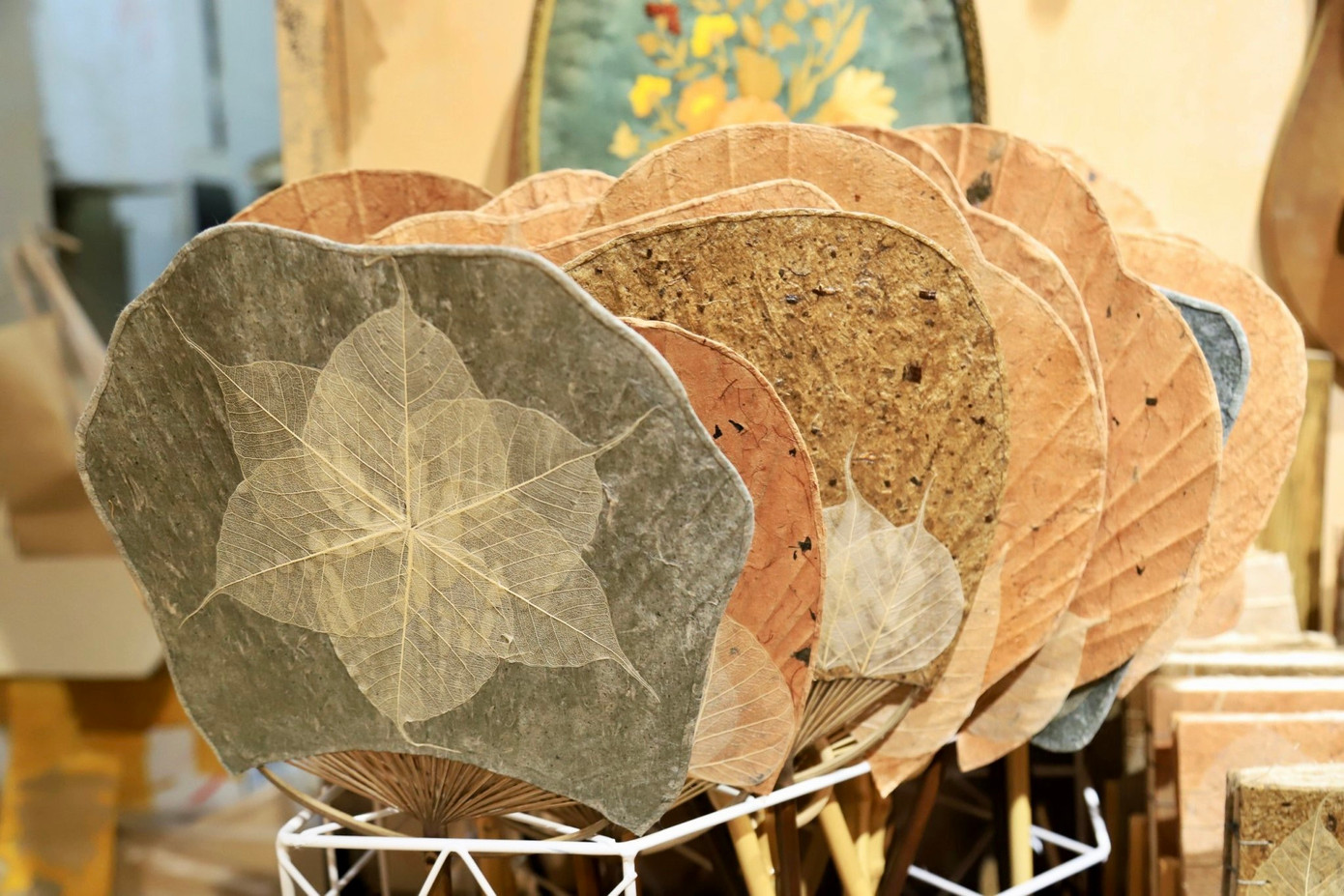 Những sản phẩm được làm từ chất liệu giấy truyền thống của Việt Nam giống như tiệm ký ức về tuổi thơ vì ở đó là chiếc đèn cù, quạt mo, quạt gấp, quyển số khâu bìa từ vải rèm treo đầu giường của bà con dân tộc Thái. Nhưng tiệm tạp hóa này cũng mang màu sắc hiện đại với các sản phẩm đèn ngủ, đèn để bàn, phong bì, thiệp mời…