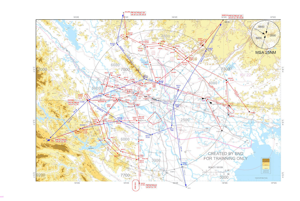 Sơ đồ tổng hợp các phương thức bay mới tại Nội Bài.
