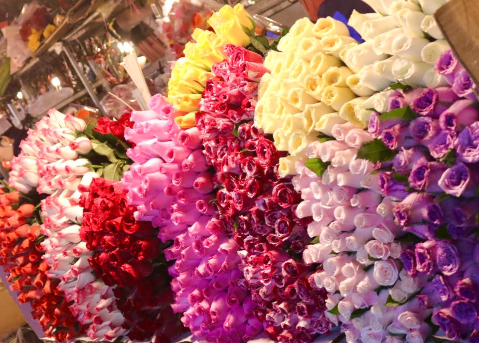 Nhiều loại hoa đẹp được bày bán tại chợ hoa Quảng An để phục vụ nhu cầu thắp hương ngày rằm cũng như chơi hoa sau tết của người dân Thủ đô.