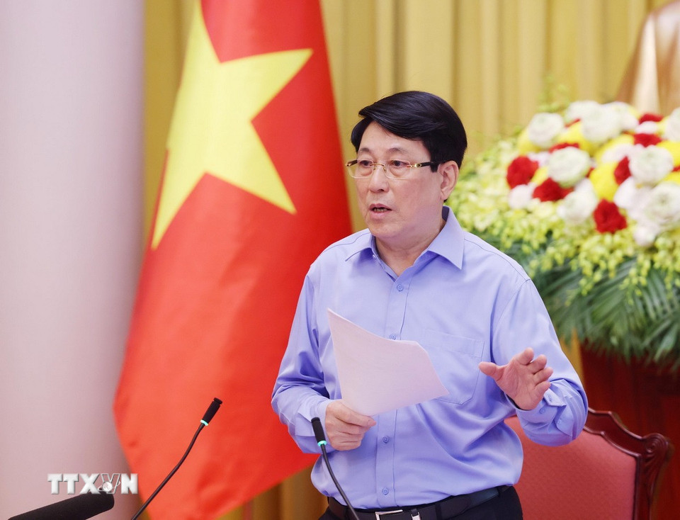 Chủ tịch nước Lương Cường phát biểu chỉ đạo. (Ảnh: Lâm Khánh/TTXVN) Chủ tịch nước Lương Cường phát biểu chỉ đạo. (Ảnh: Lâm Khánh/TTXVN)