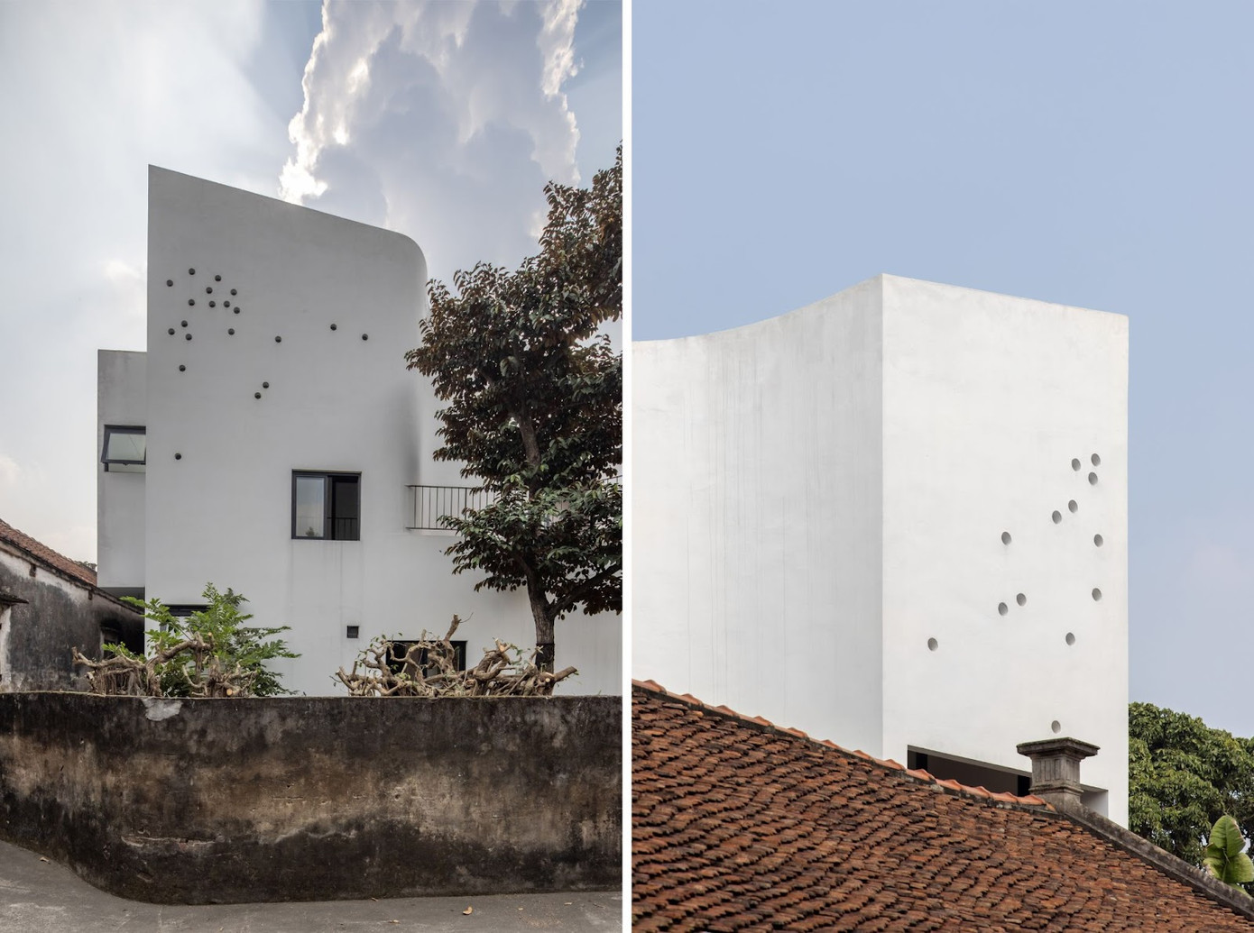 Ngôi nhà được thiết kế đáp ứng đầy đủ nhu cầu sử dụng lâu dài của gia đình 3 thế hệ. Hai đầu ngôi nhà là hướng Đông – Tây được xây kín, vừa tránh ánh nắng rọi trực tiếp, vừa tránh tầm nhìn sang nhà hàng xóm, tạo sự riêng tư cho quần thể.