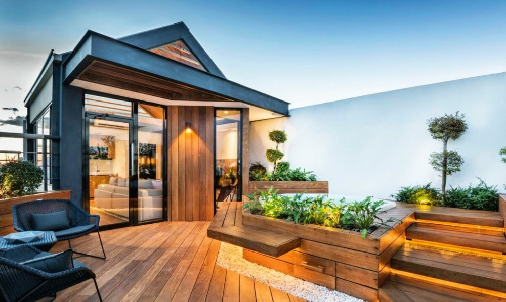 Sân thượng theo phong cách hiện đại được các bạn trẻ yêu thích.